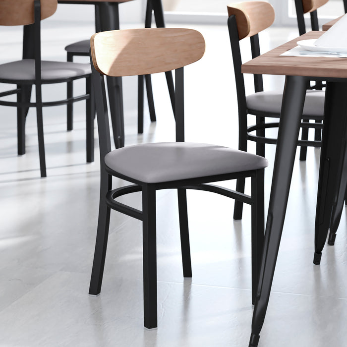 Gray Vinyl/Wood Back Chair