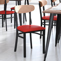 Red Vinyl/Wood Back Chair