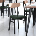 Green Vinyl/Wood Back Chair