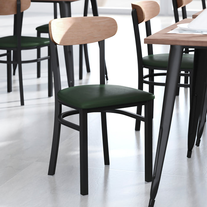 Green Vinyl/Wood Back Chair
