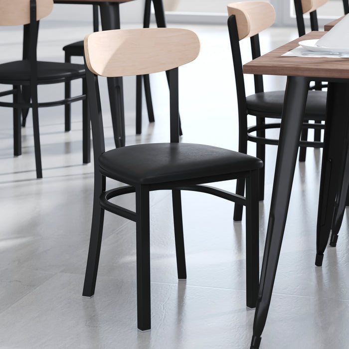 Black Vinyl/Wood Back Chair