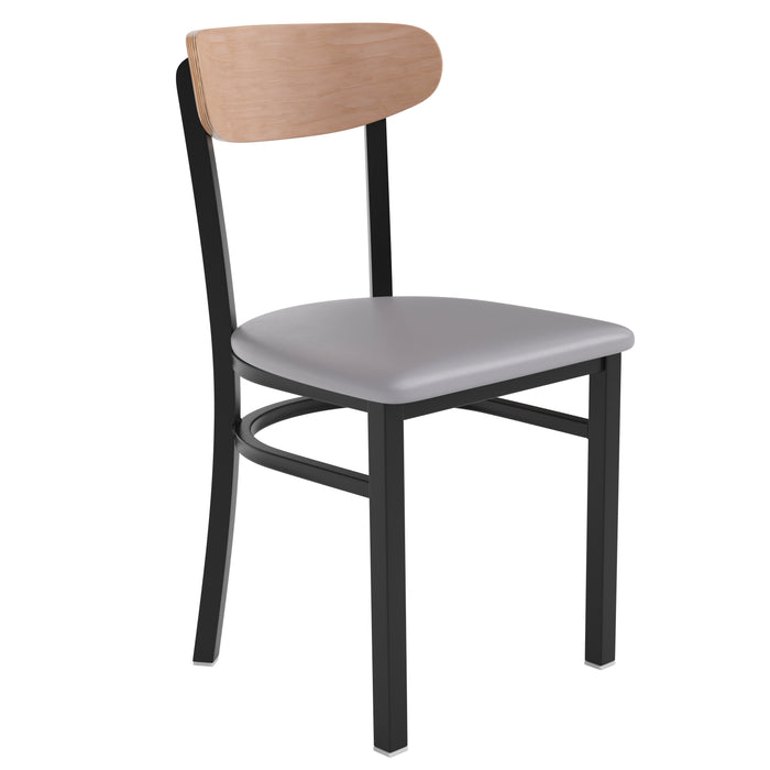 Gray Vinyl/Wood Back Chair