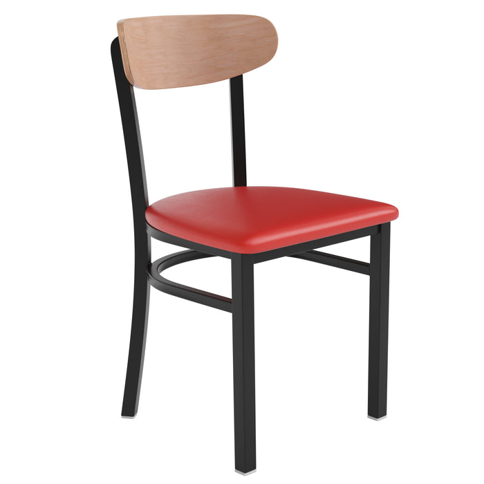 Red Vinyl/Wood Back Chair