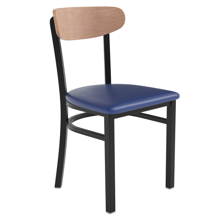 Blue Vinyl/Wood Back Chair