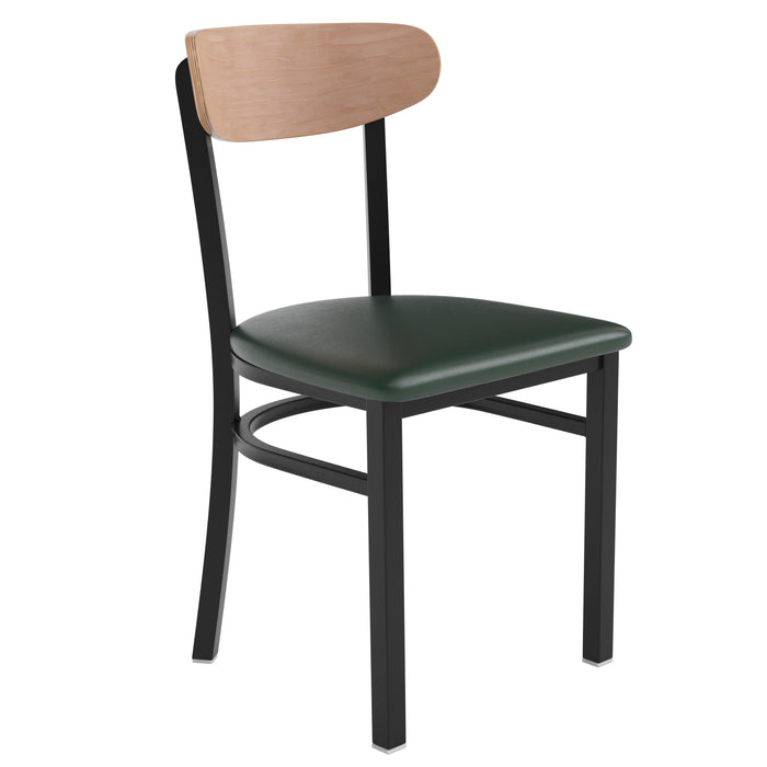 Green Vinyl/Wood Back Chair