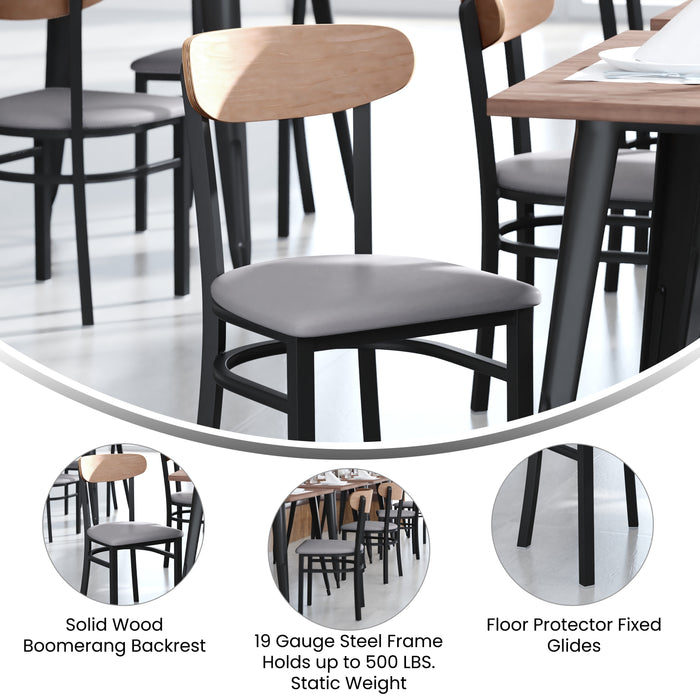Gray Vinyl/Wood Back Chair