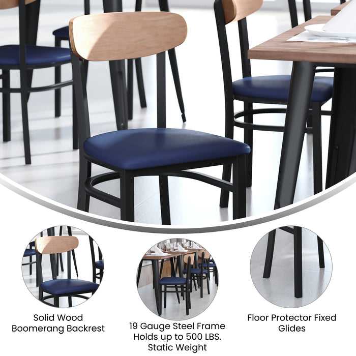 Blue Vinyl/Wood Back Chair