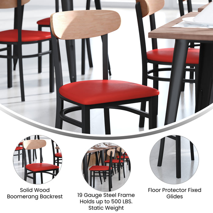 Red Vinyl/Wood Back Chair