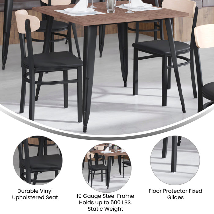 Black Vinyl/Wood Back Chair
