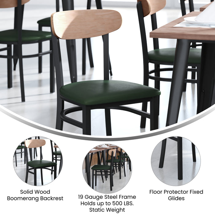 Green Vinyl/Wood Back Chair