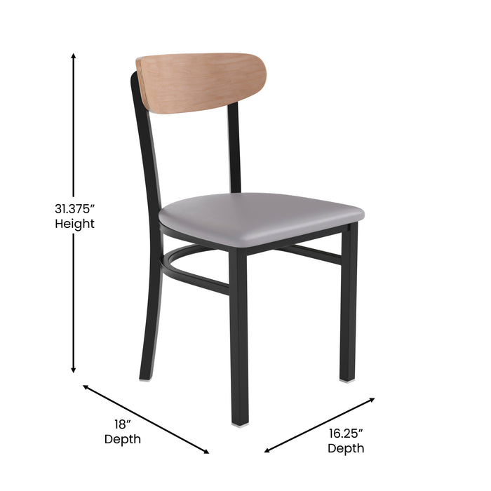 Gray Vinyl/Wood Back Chair