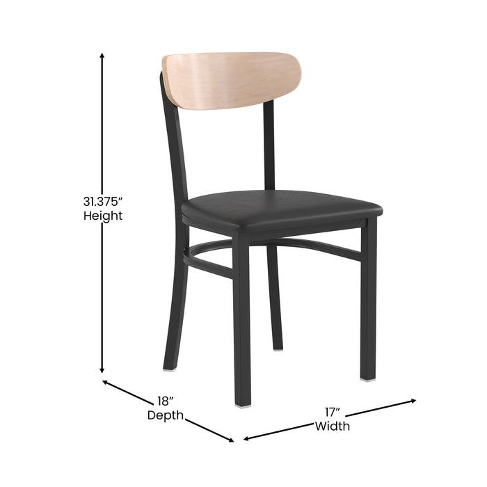 Black Vinyl/Wood Back Chair