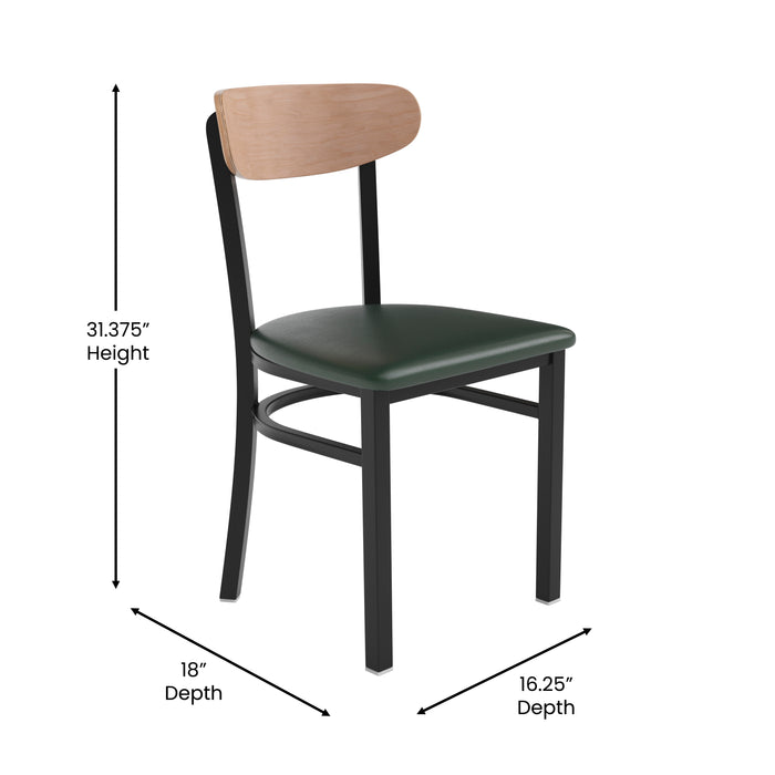 Green Vinyl/Wood Back Chair