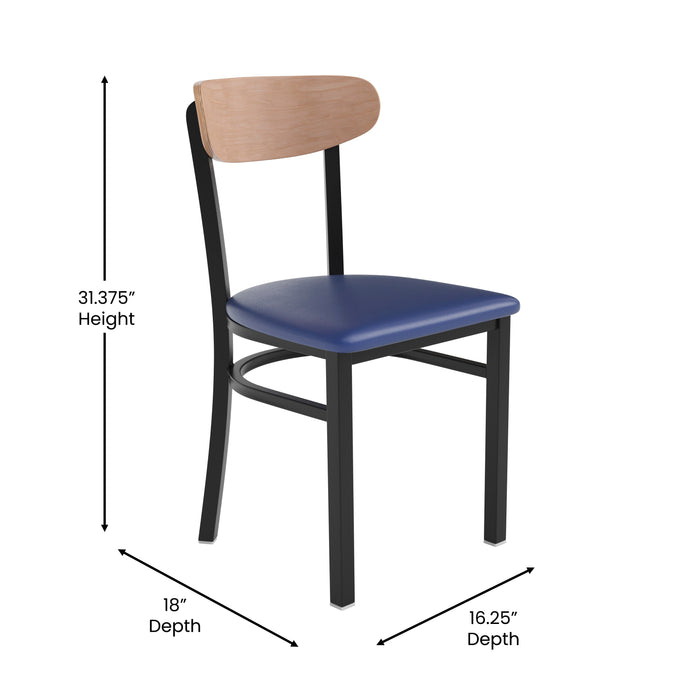 Blue Vinyl/Wood Back Chair