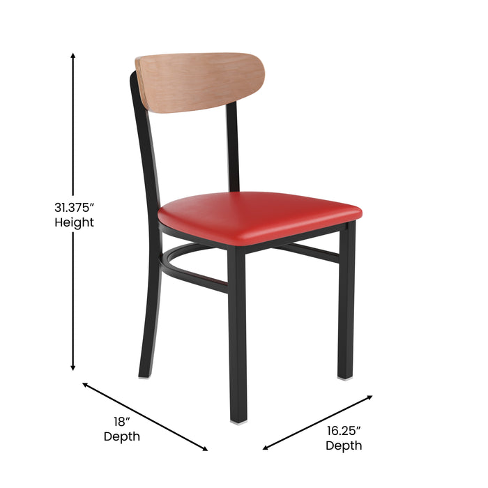 Red Vinyl/Wood Back Chair