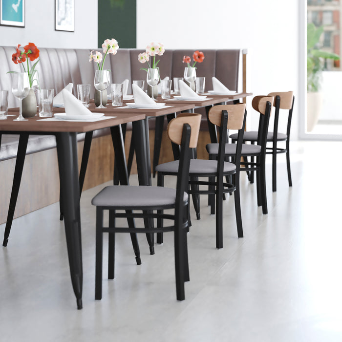 Gray Vinyl/Wood Back Chair