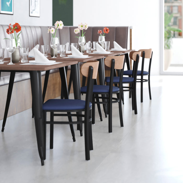 Blue Vinyl/Wood Back Chair