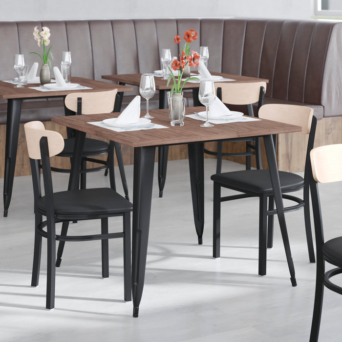 Black Vinyl/Wood Back Chair