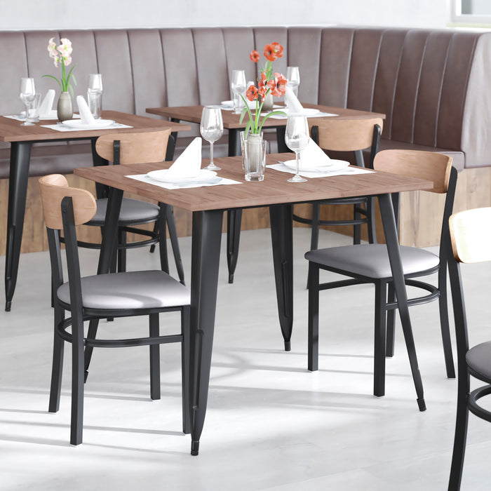 Gray Vinyl/Wood Back Chair