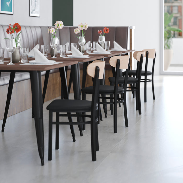 Black Vinyl/Wood Back Chair
