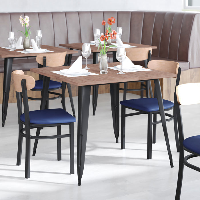 Blue Vinyl/Wood Back Chair