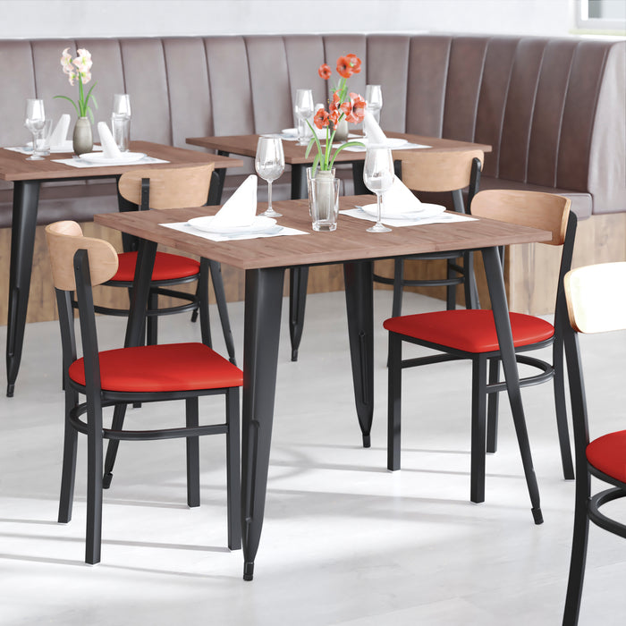 Red Vinyl/Wood Back Chair
