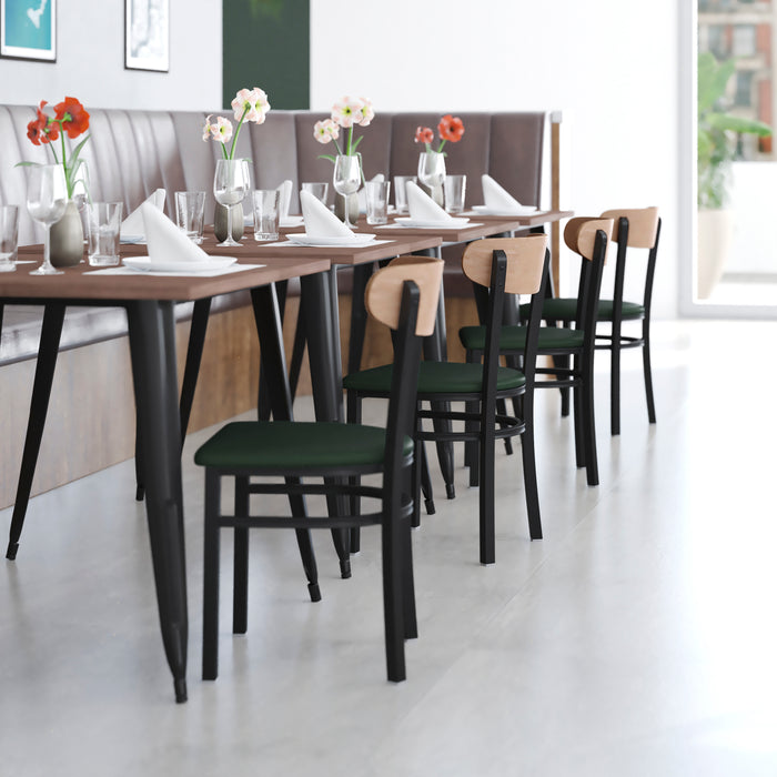 Green Vinyl/Wood Back Chair