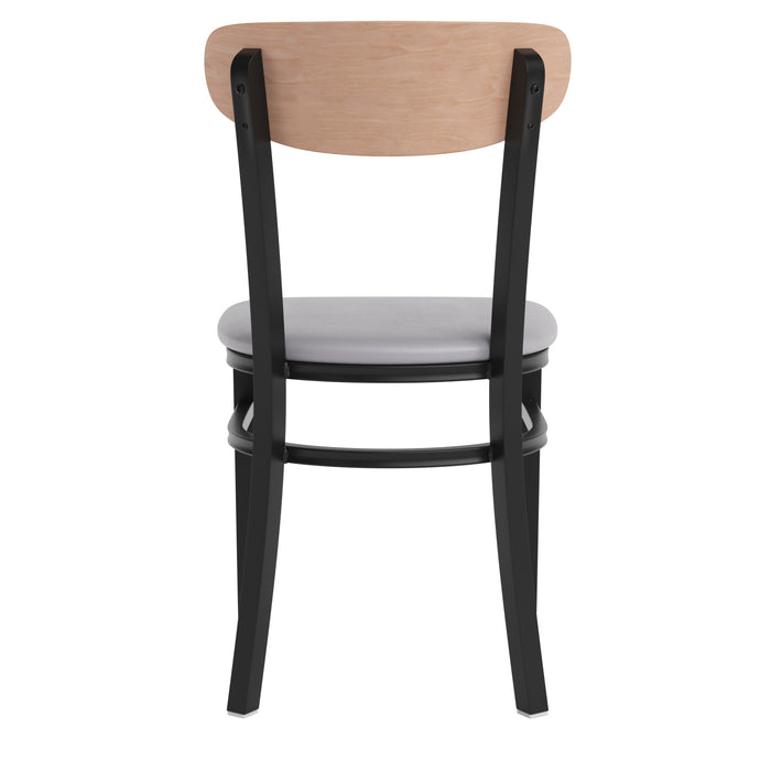 Gray Vinyl/Wood Back Chair