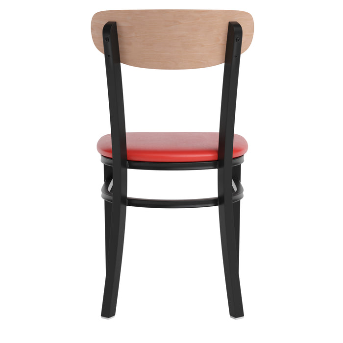 Red Vinyl/Wood Back Chair
