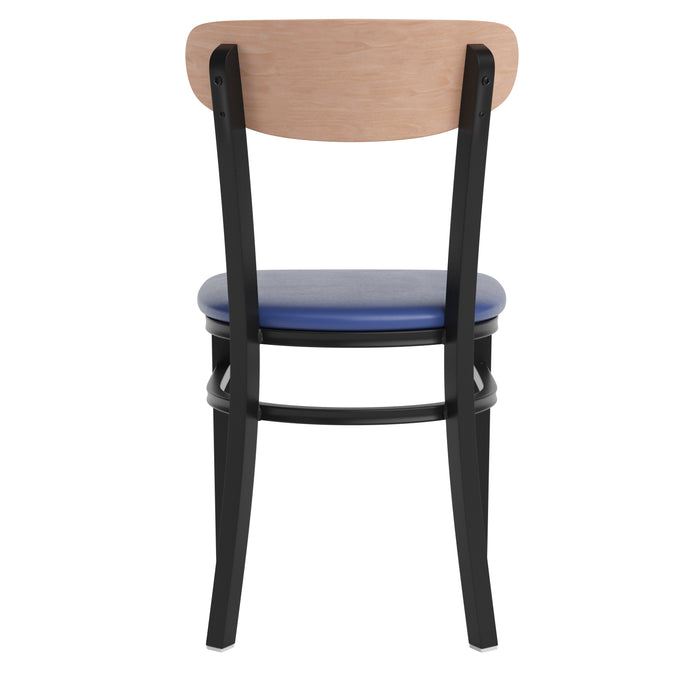 Blue Vinyl/Wood Back Chair
