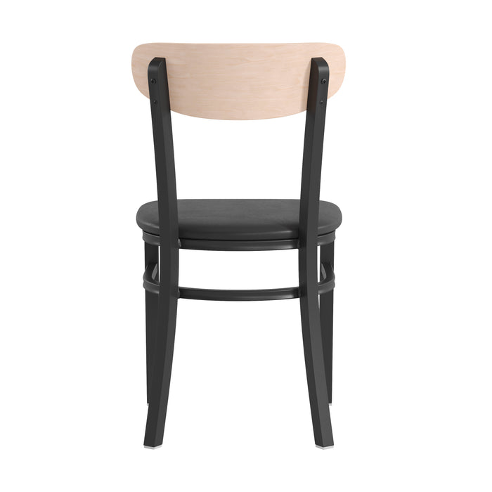 Black Vinyl/Wood Back Chair