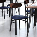 Blue Vinyl/Wood Back Chair
