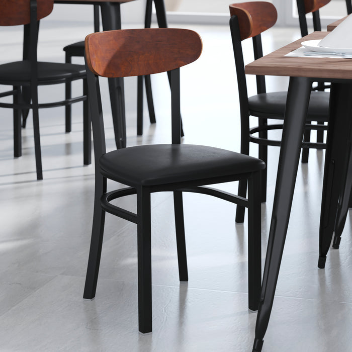 Black Vinyl/Wood Back Chair