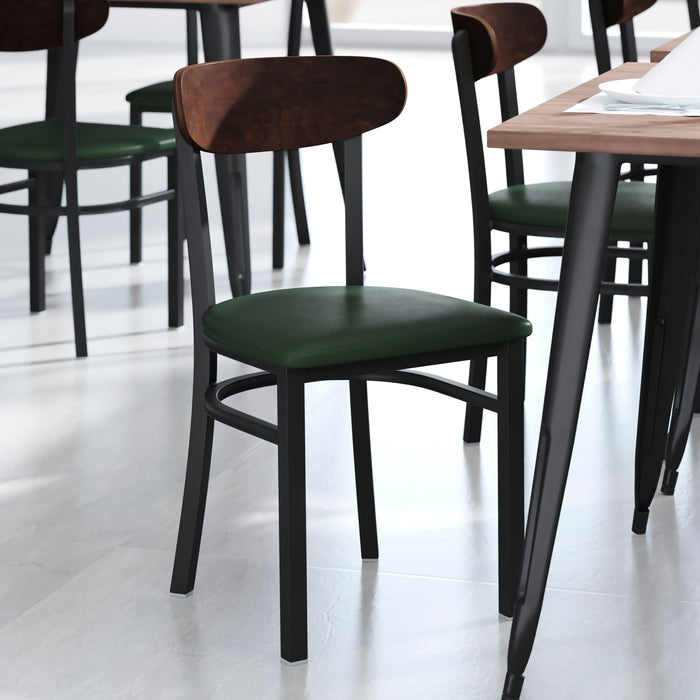 Green Vinyl/Wood Back Chair