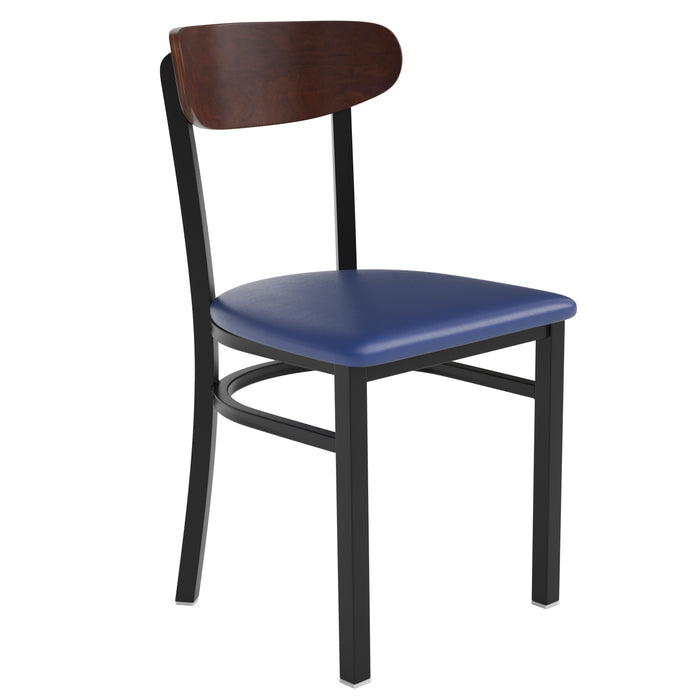 Blue Vinyl/Wood Back Chair
