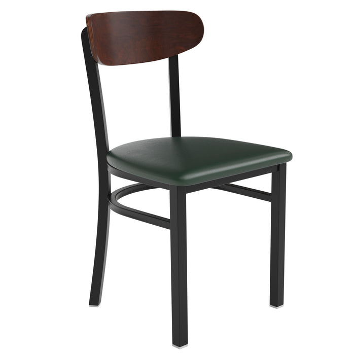 Green Vinyl/Wood Back Chair