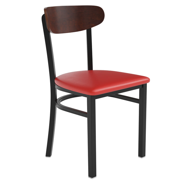 Red Vinyl/Wood Back Chair