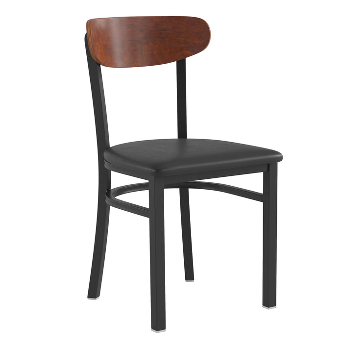 Black Vinyl/Wood Back Chair
