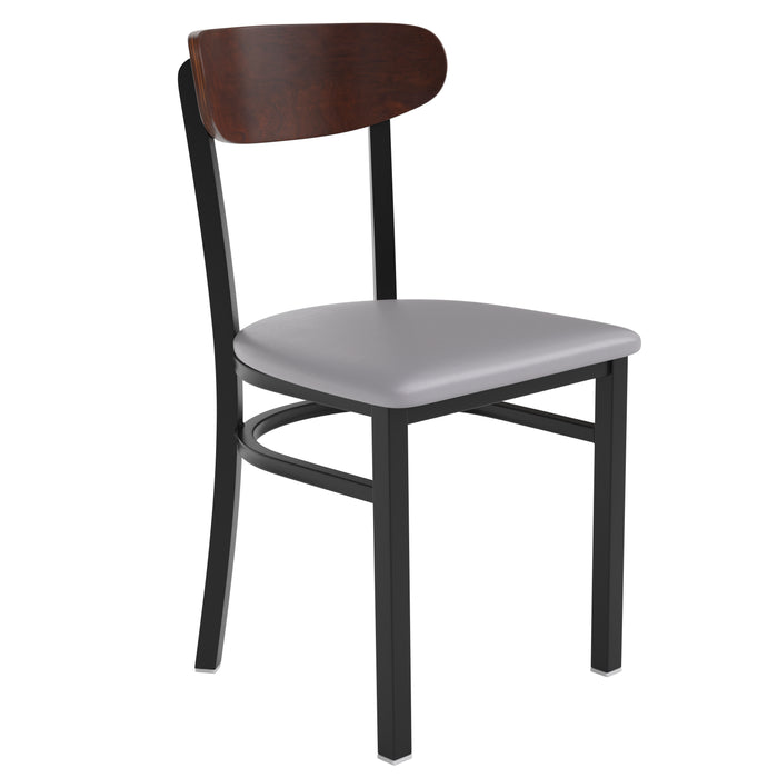 Gray Vinyl/Wood Back Chair