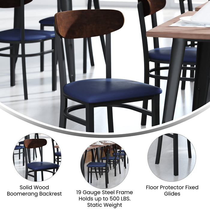 Blue Vinyl/Wood Back Chair