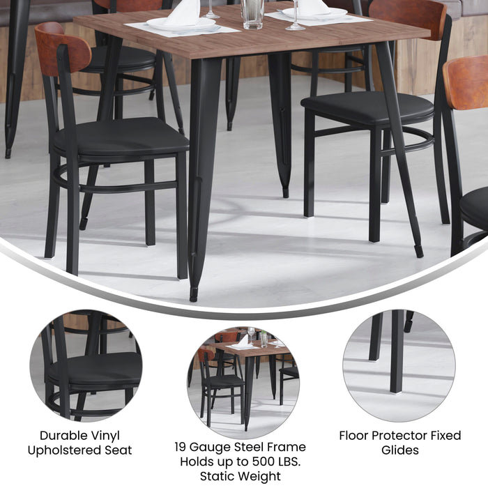 Black Vinyl/Wood Back Chair