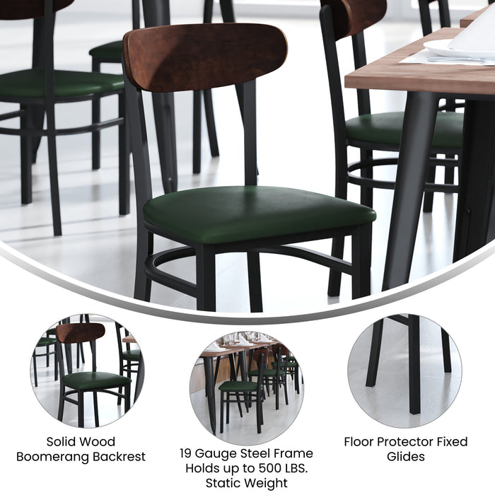 Green Vinyl/Wood Back Chair
