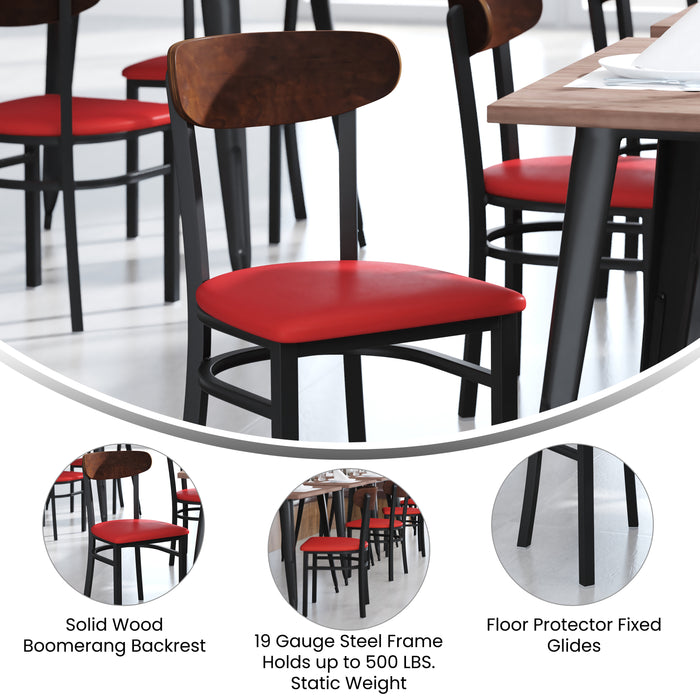 Red Vinyl/Wood Back Chair