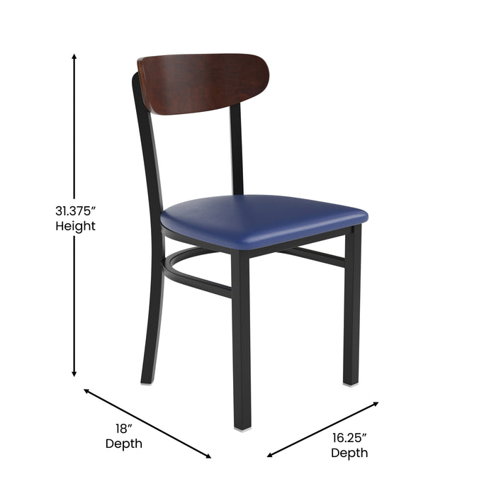 Blue Vinyl/Wood Back Chair