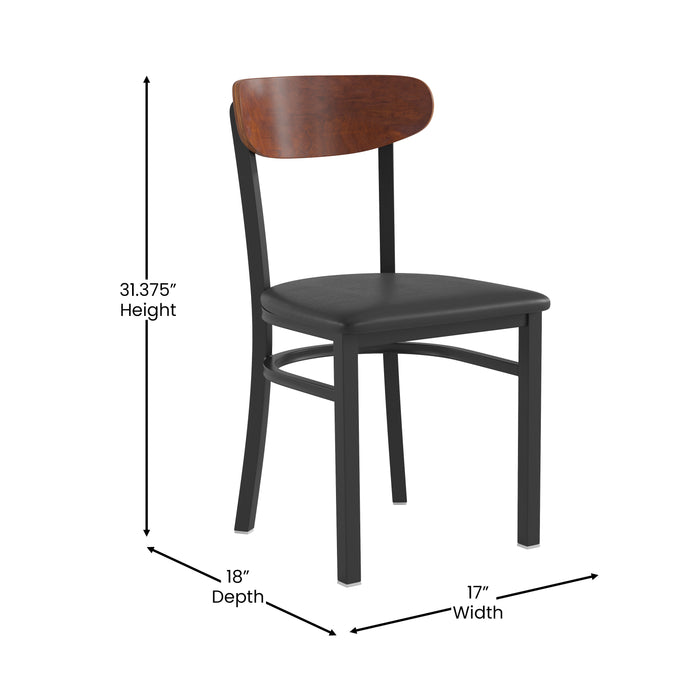 Black Vinyl/Wood Back Chair