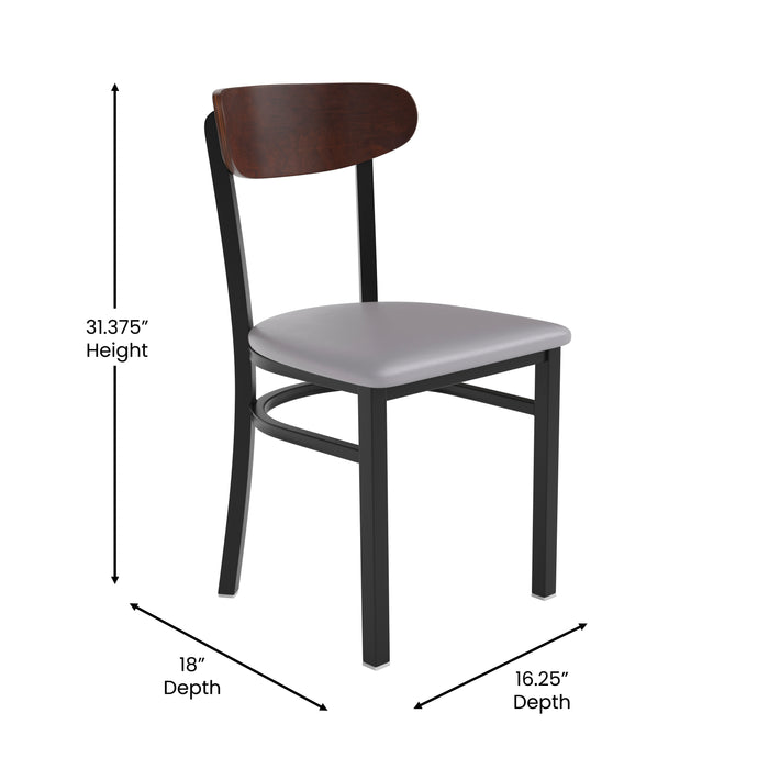 Gray Vinyl/Wood Back Chair