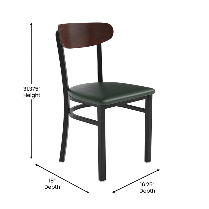 Green Vinyl/Wood Back Chair