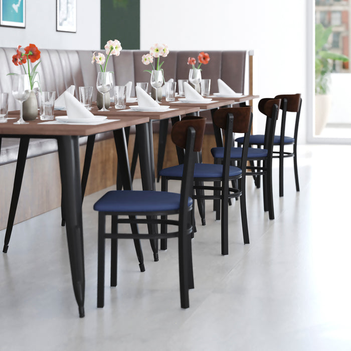 Blue Vinyl/Wood Back Chair