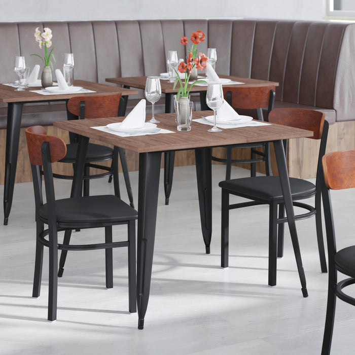Black Vinyl/Wood Back Chair