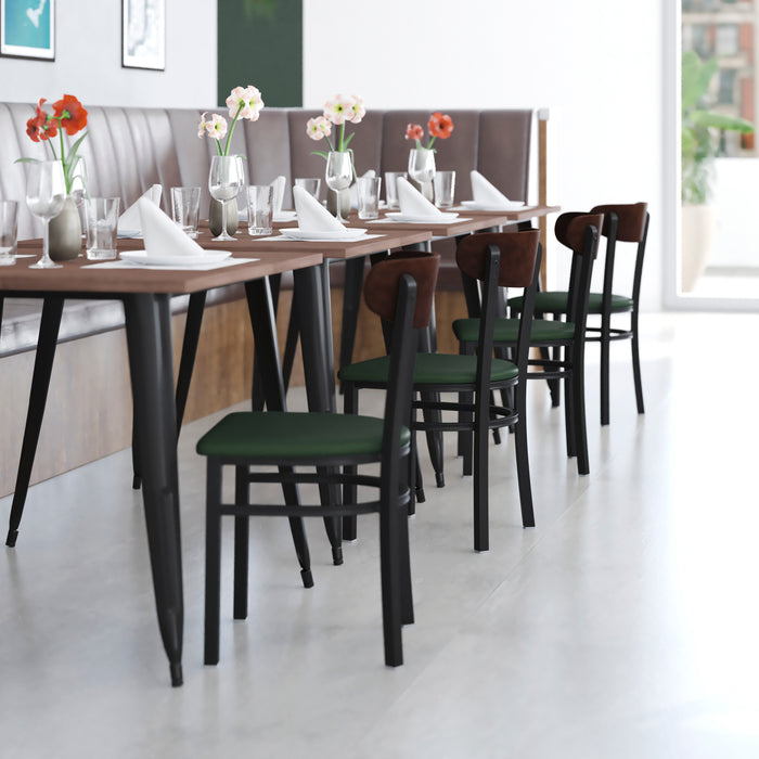 Green Vinyl/Wood Back Chair